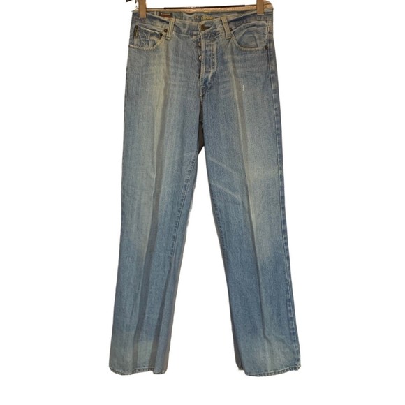 M Gordon 1998 Men's Cotton Bootcut 5 Pocket Blue Denim Jeans-sz 32x32 - Picture 2 of 6